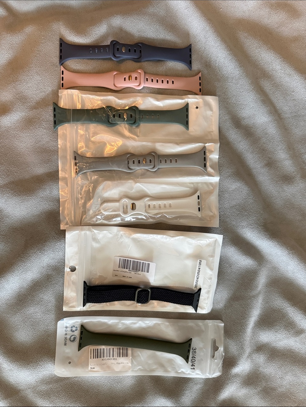 Apple Watch Bands Set in Navy, Pink, Teal, Gray, White, Black, Olive